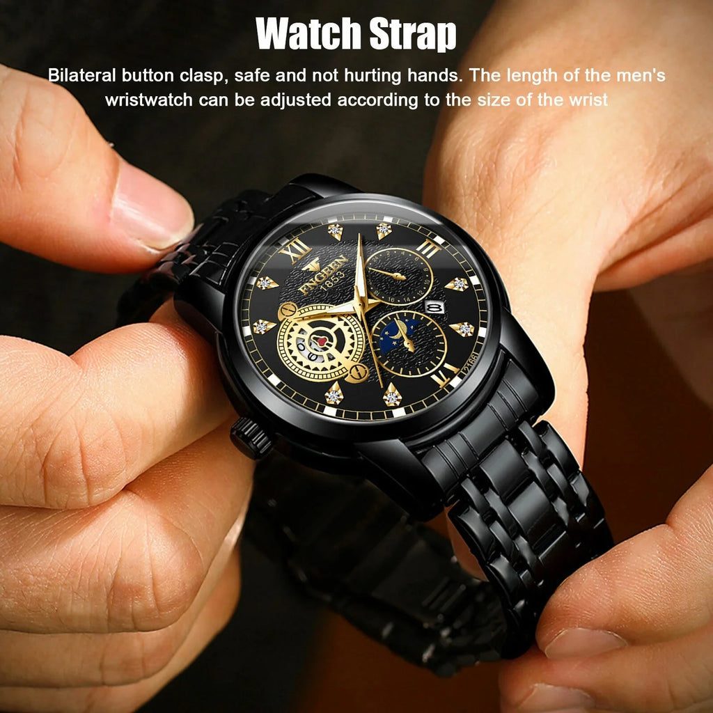 Men's Watch Waterproof Stainless Luminous Luxury Wristwatch Quartz Classic Steel
