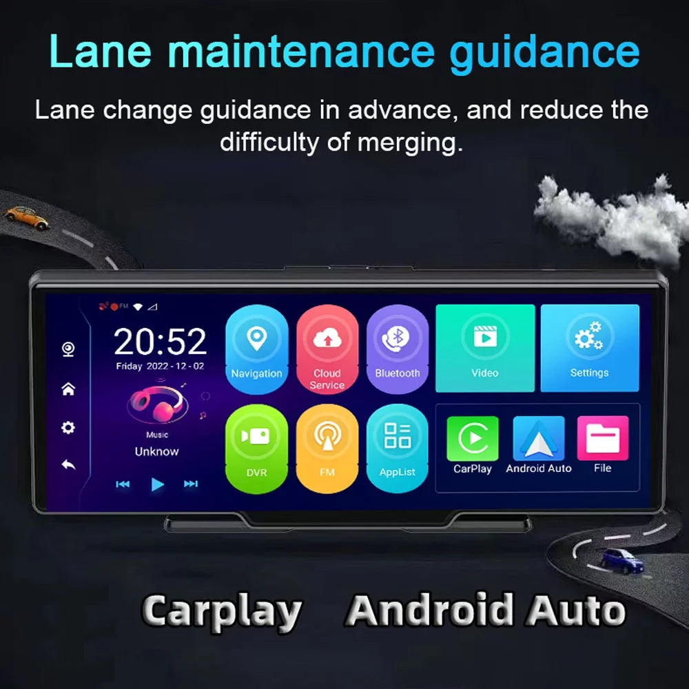 Angle Wide Dual Degree Video Recorder 170 Car Auto Recorder Night Viewing Cam Positioning Shinysix Dash Global DVR Camcorder Lens Car Multi-language 10.26in Camera Navigation Car System