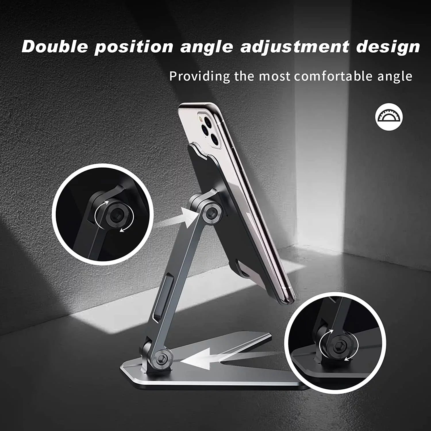 Compatible Fatigue 4-8'' Stand Phone Can (Grey) Mobile Pain, Desktop Aluminum Neck Accessories Foldable and with Holder, All Reduce Phones, Thickened Mobile Desktop Stand iPhone,