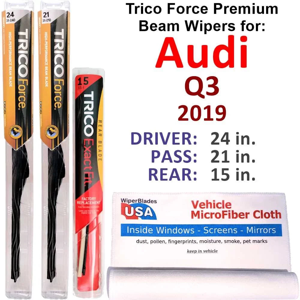 Q3 Wipers 2019 Performance Beam Audi w/Rear 3) Wiper (Set of