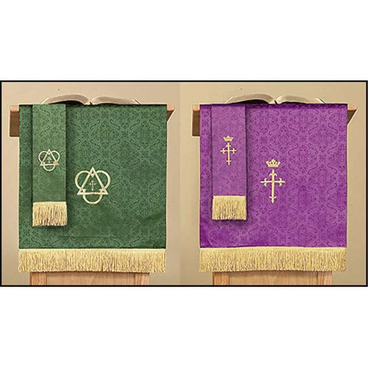Christian Pulpit Jacquard & Purple Scarf Brands Reversible Cross, Green Supply Church with LC027