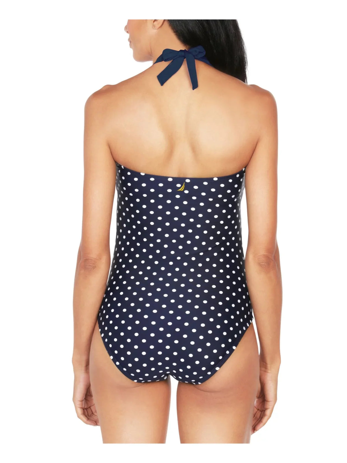 Control Women's Stretch Fixed Dot Navy Cups Tummy NAUTICA Polka One Sweetheart Moderate Swimsuit M Piece Coverage Tie