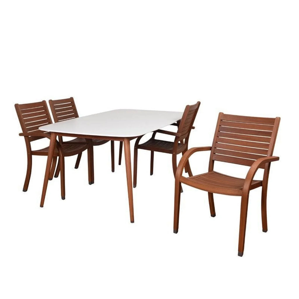 5 International Deluxe Charlotte Home Set in Amazonia Piece White Patio Dining