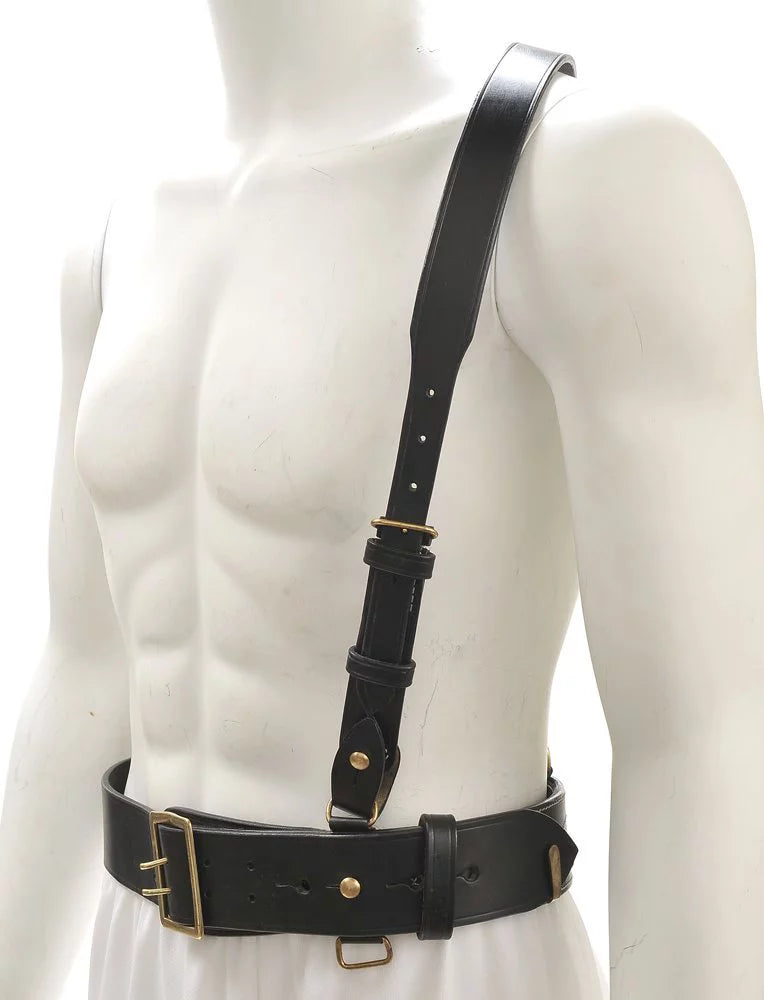 Sam 45" with fit Strap WW1 Belt will Black Browne Leather Shoulder 42"-