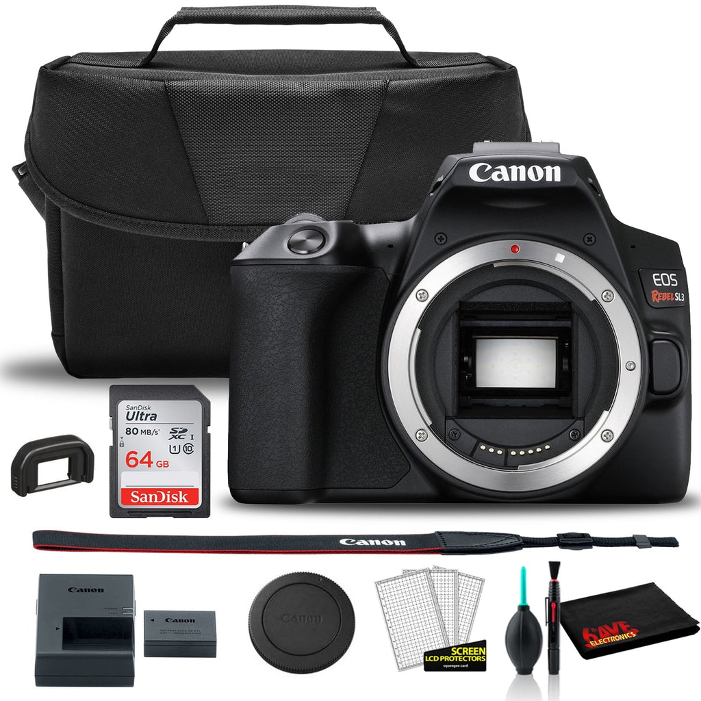 (Body Bag Rebel + Sandisk DSLR + Care Kit SL3 Card 64GB Canon Canon + Camera