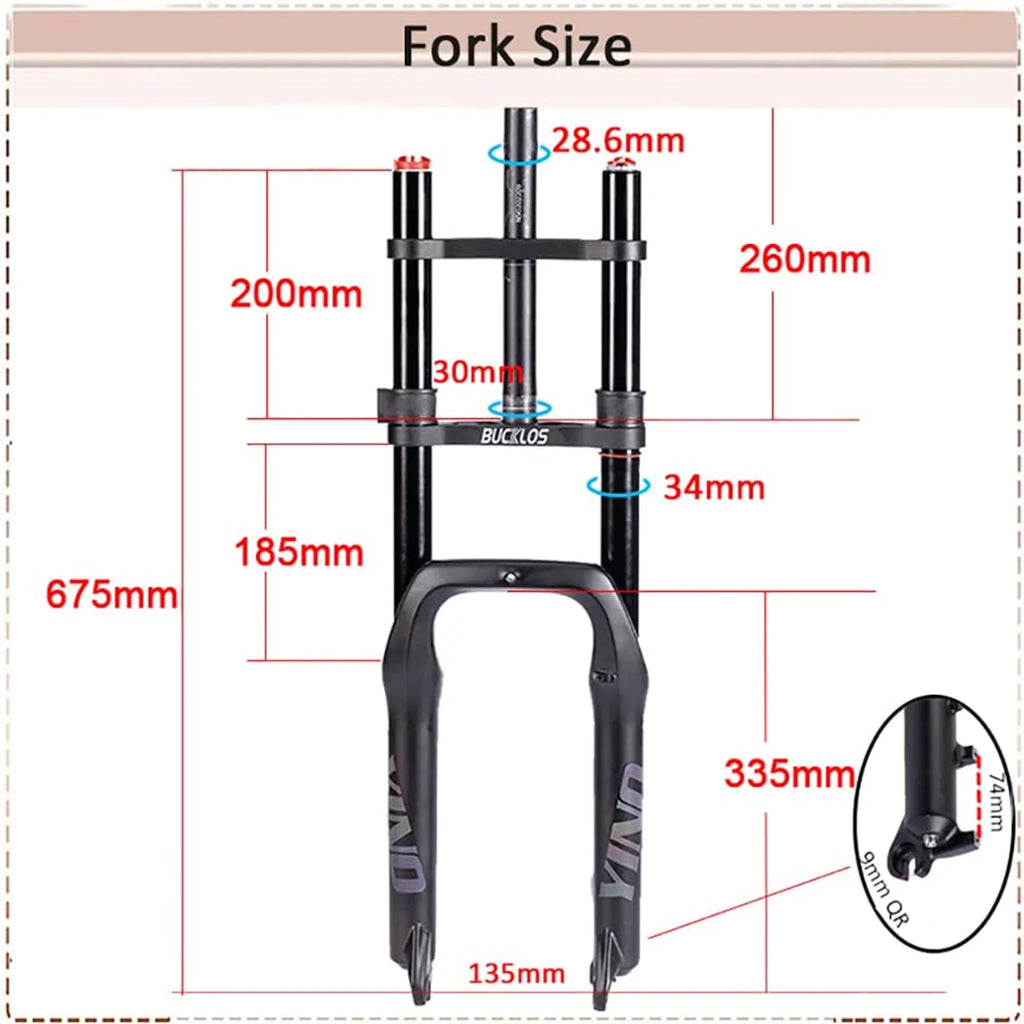 Fork Brake Shoulder Front Single/Double Disc Fork Fat Air 20inch Bicycle Suspension 20*4.0 Fork Bike BUCKLOS 9*135mm Parts Snow