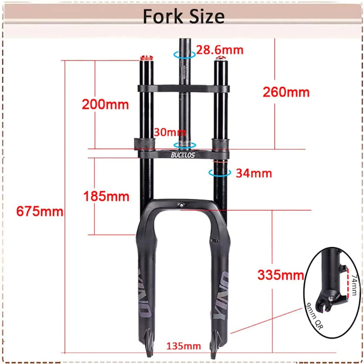 Fork Brake Shoulder Front Single/Double Disc Fork Fat Air 20inch Bicycle Suspension 20*4.0 Fork Bike BUCKLOS 9*135mm Parts Snow
