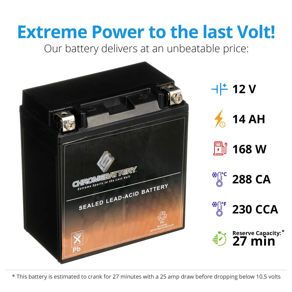 Battery Ah, (16-BS Kawasaki YTX16-BS Volt,14 for CCA) D Nomad 1600cc Motorcycle Chrome 12 2009 Battery 230
