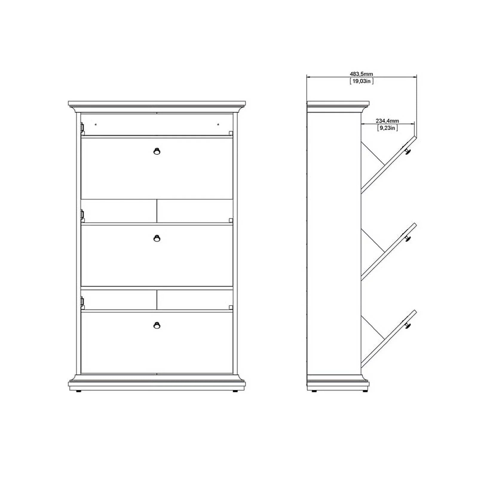 Cabinet Contemporary Allora Wood in Shoe White Drawer 3