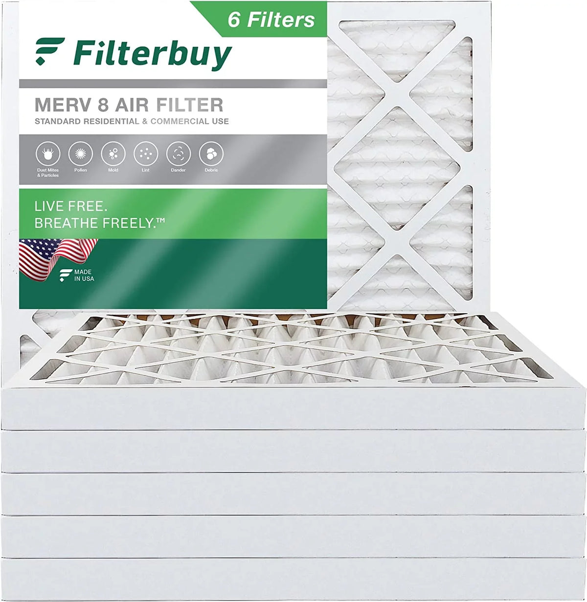 Air MERV Pleated AC 10x10x2 8 Filters (6-Pack) Filterbuy HVAC Furnace