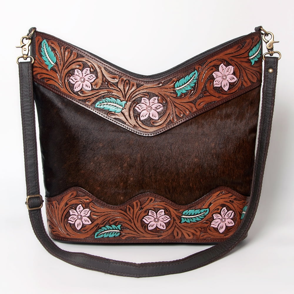handbag bag Leather KB KBA122 Hair-on purse OHLAY western Hand Tooled HOBO women Genuine