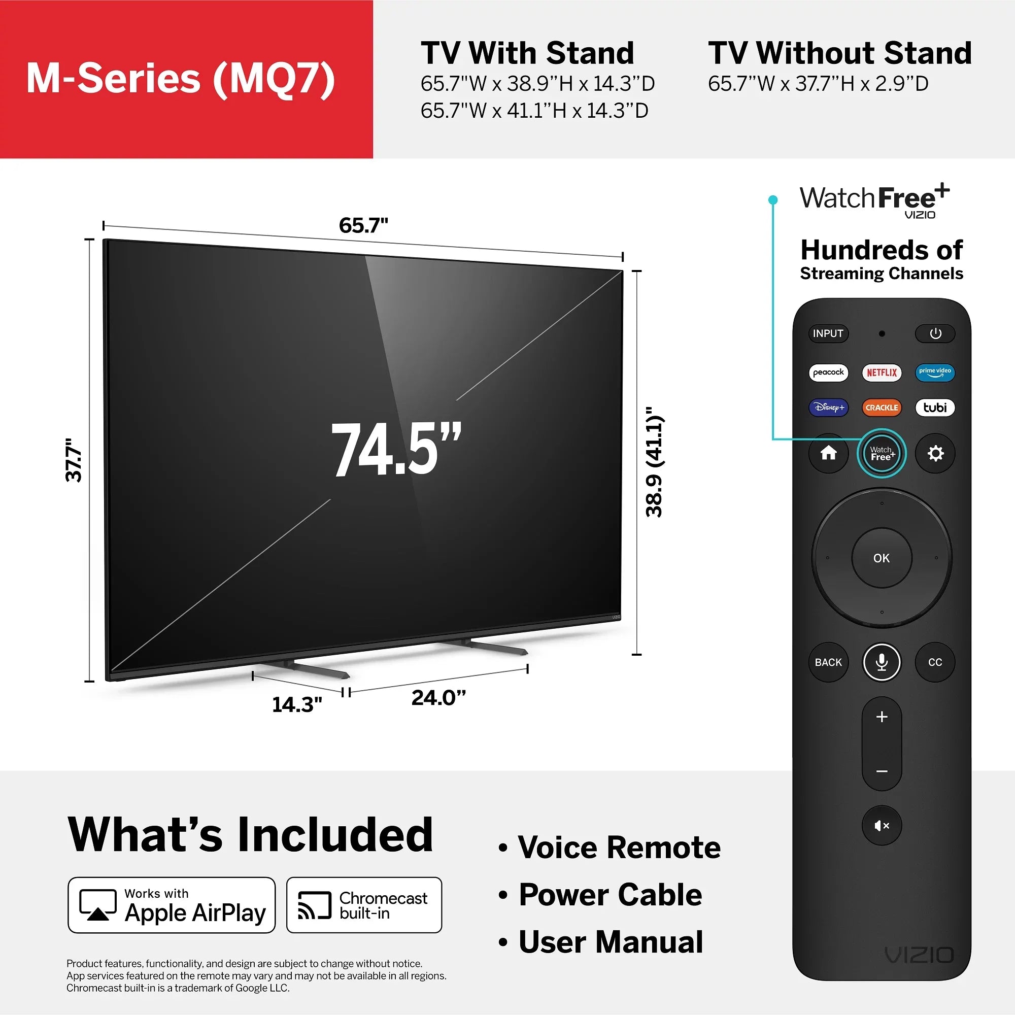 HDR TV 4K Class 75" M7 Series M75Q7-J03 VIZIO QLED Smart