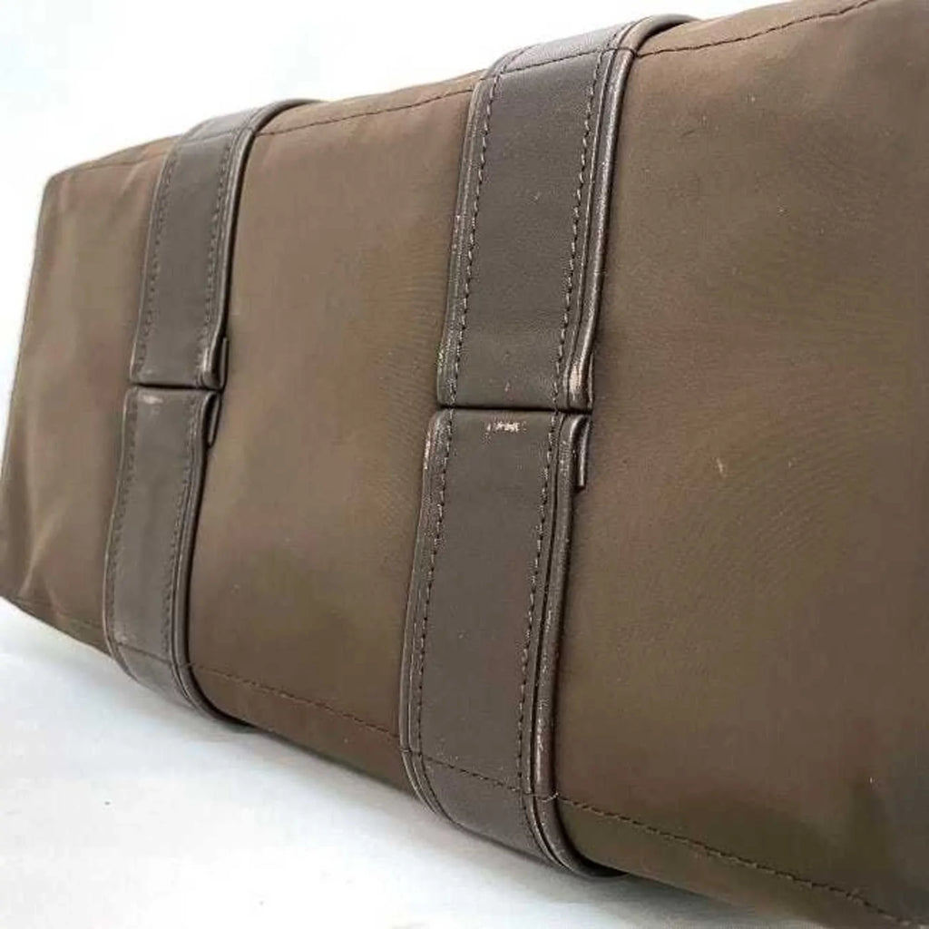 Leather PM Brown Silver HERMES Handbag Nylon Pre-Owned Women's Acapulco Tote Hermes (Fair) Bag