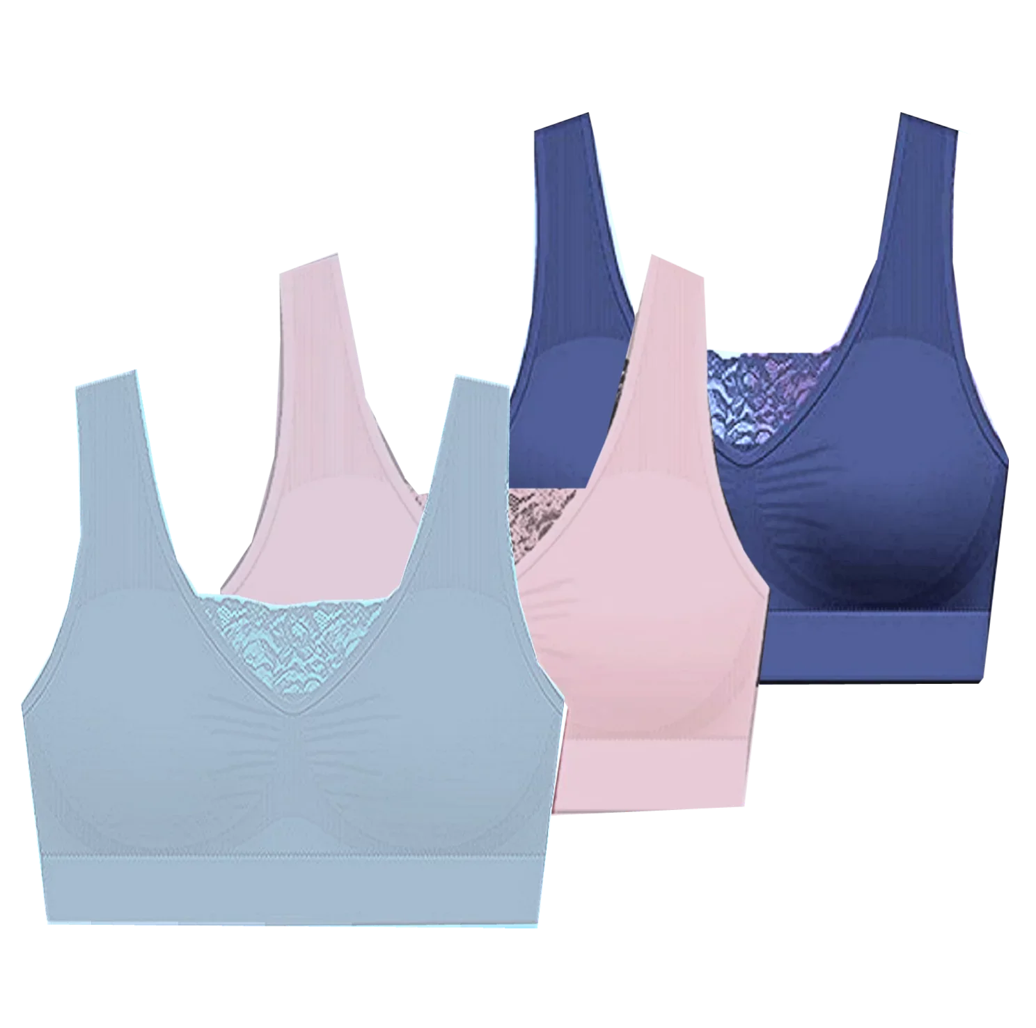 Delta 38D/DD Pads-3-Pack Thru - Padded 40C/D w/Removable Bra Fits Comfort 2X Seamless Burke