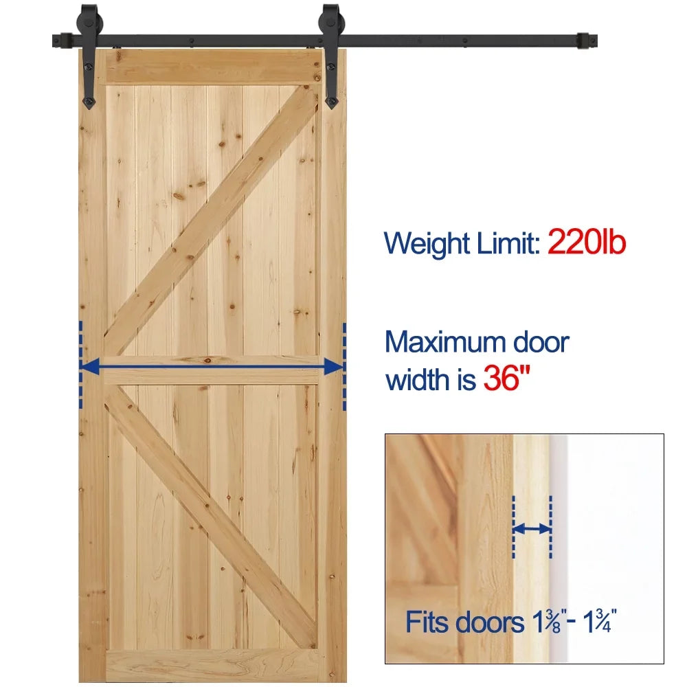 Single-door Ft Hardware Barn Door 6 Sliding Hanging Steel Arrow Kit Design Easyfashion Black Track