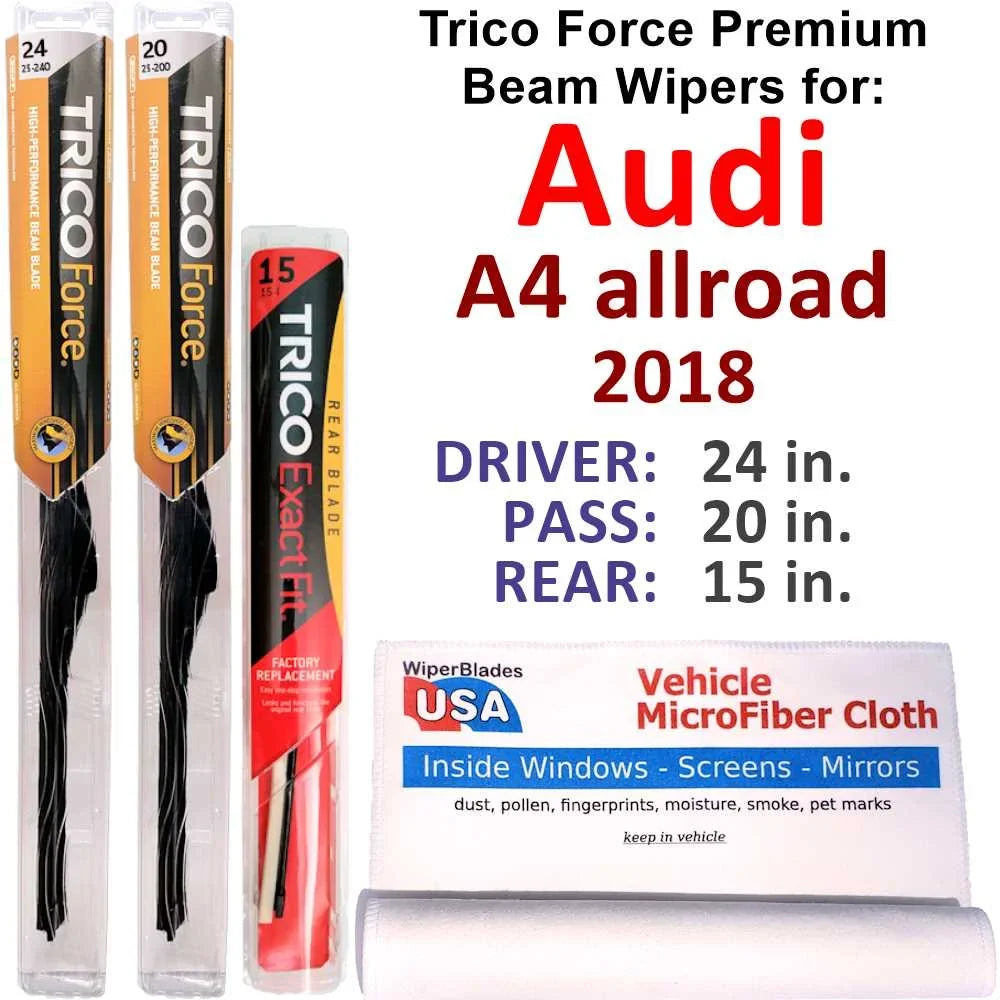 A4 (Set 3) Wiper allroad of Performance Audi w/Rear Wipers 2018 Beam