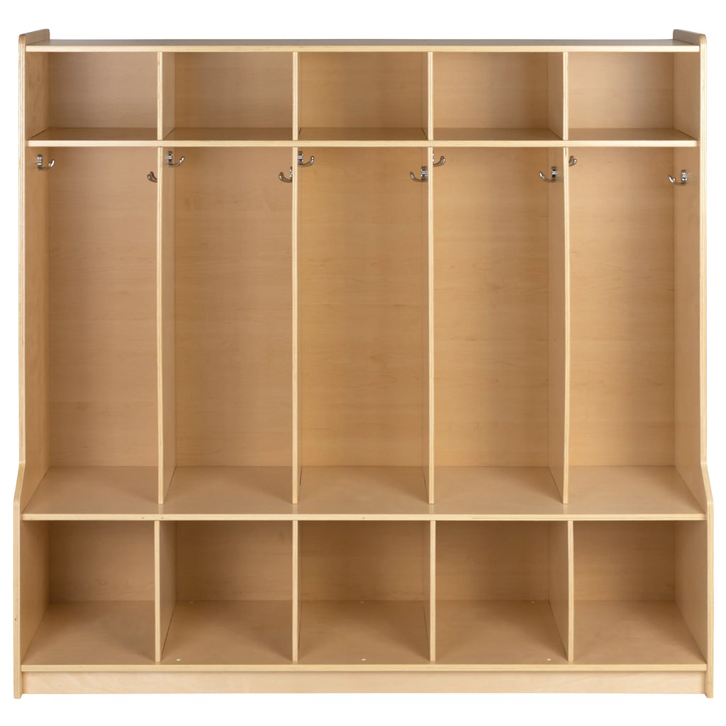Cubbies, - Kid 48"L Storage Bench, and Friendly Wooden Design (Natural) 48"H BizChair Organizer School Section Hook-Safe, with x 5 Coat Locker