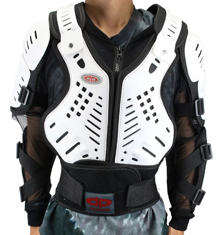 Perrini Body Approved Full Motorcycle -4XL Protection White Jacket CE Armor Spine