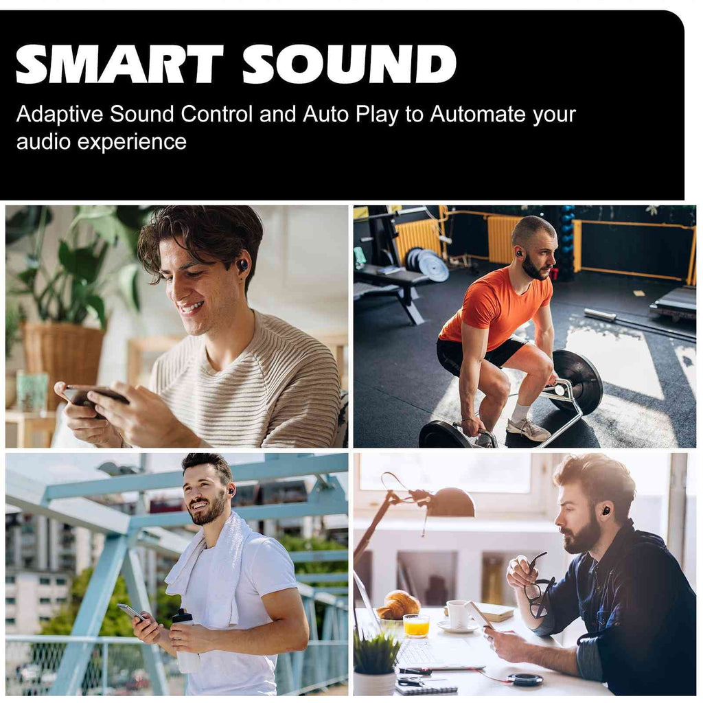 Bass Case, M8 Water Earbuds Boost IPX5 Dual with Connection, Lenovo Charging Bluetooth 5.2 Bluetooth Resistance, Black, True Wireless Balanced, Tab Connect, + UrbanX (HD) Compatible