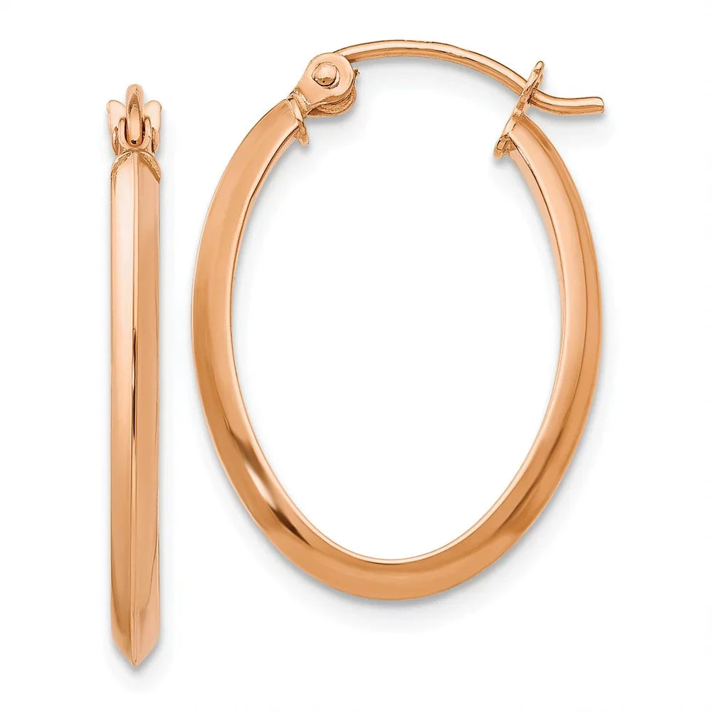 Real Polished for 14kt Adults and Earrings; Tube and for Teens; Men Oval Rose Women Gold