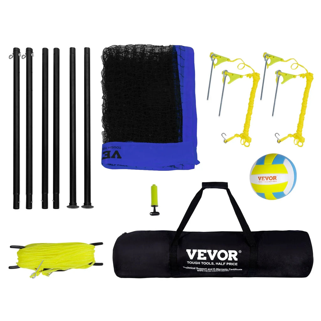 32ft Poles Portable Carrying BENTISM PVC x Pump Boundary 3ft Steel Adjustable Sports with & Volleyball, Outdoor Poles Height Net Volleyball for System Bag, Lines,