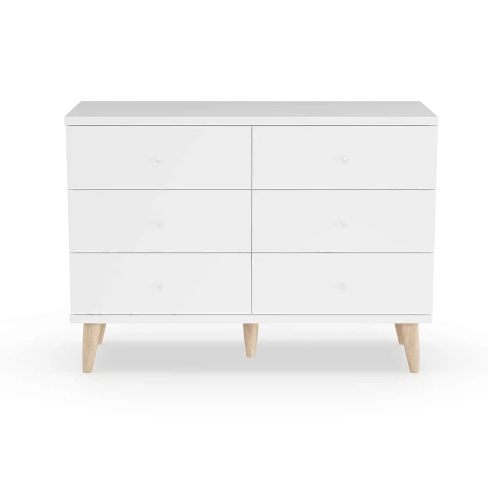 Knobs Modern 47-inch by BASIC Dresser White 6-Drawer Denhour Mid-Century with DH Wide