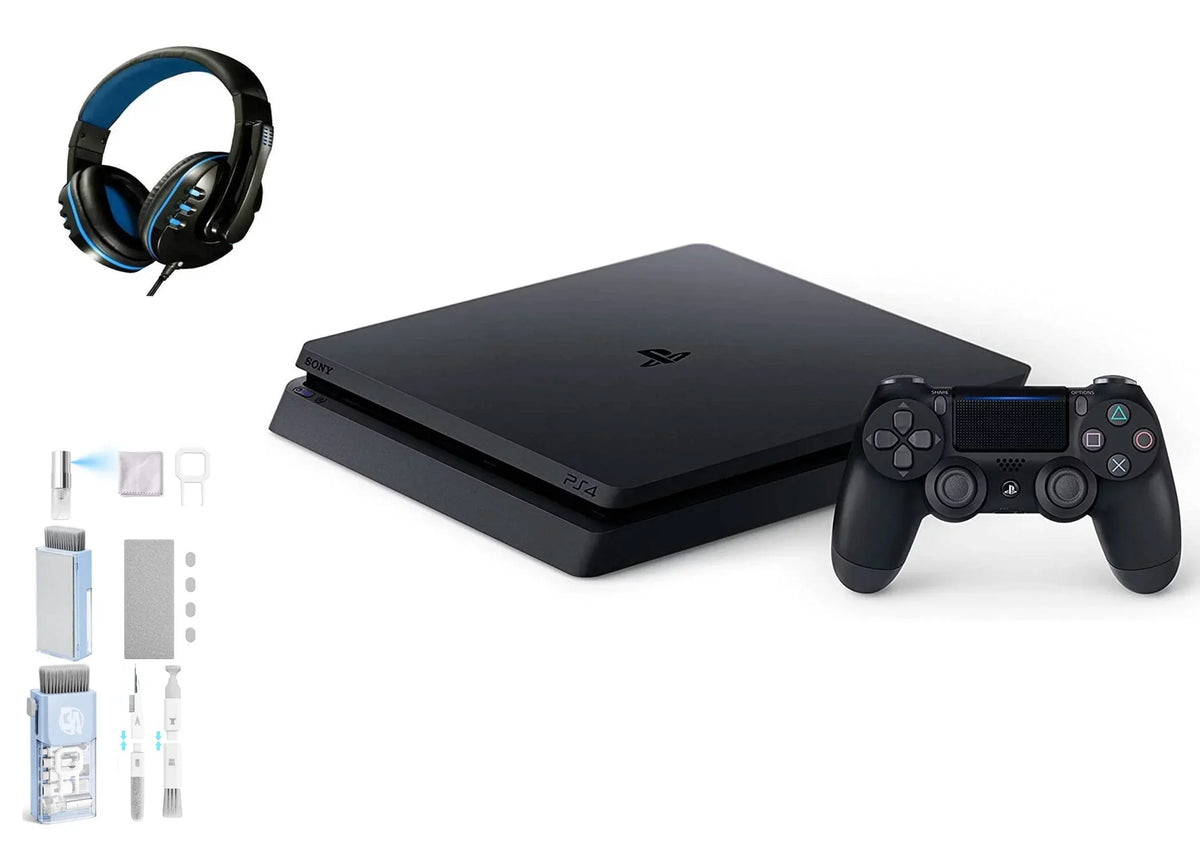 BOLT Console 500GB Headset Gaming Kit AXTION PlayStation Like 4 Black, Cleaning New Sony Slim 2215B With Bundle