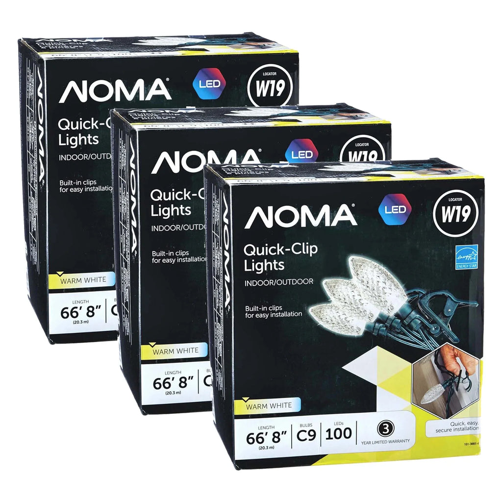 String (3 C9 Quick NOMA Pack) Clip LED Christmas 100 Lights Bulbs Warm