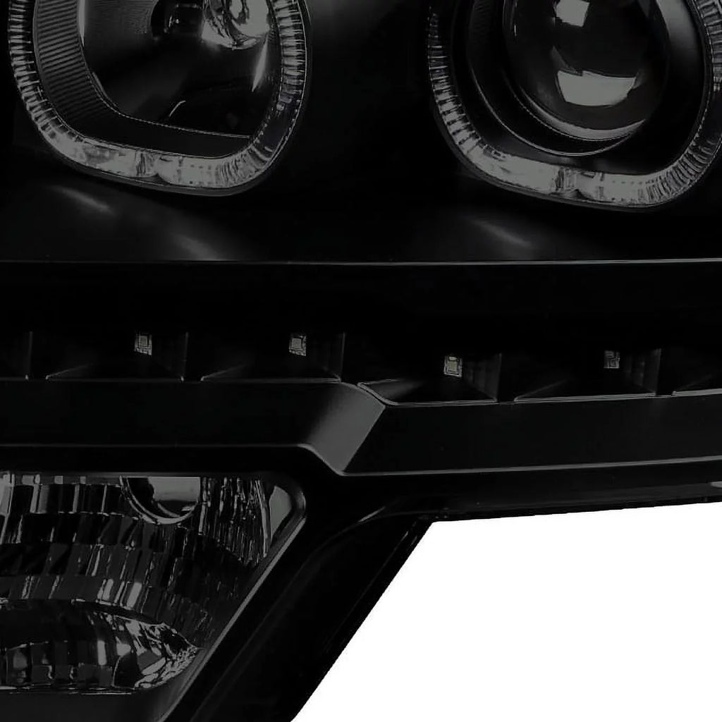 '+ LED F-150 AKKON F150 [Dual Halo - Ring] Truck Projector Set Headlights 09-14 LED Pickup Black Smoked light For Tail