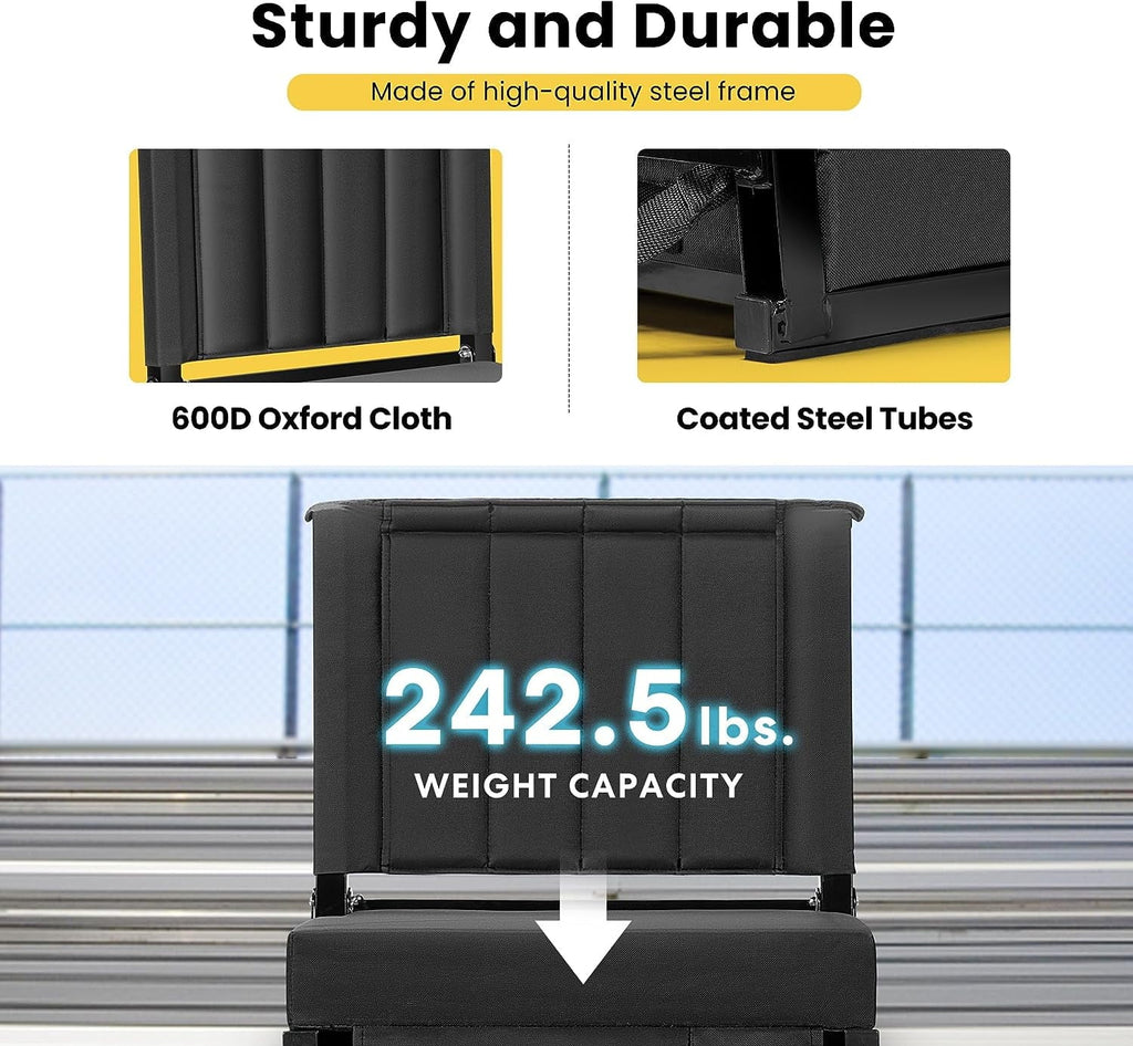 Support, Chair SPECSTAR Back and Seat Strap with Bleachers Holder Bleacher Stadium Portable Shoulder for Folding with Cup