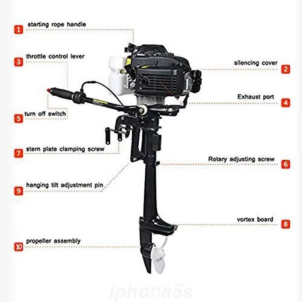 Duty Shaft Air Heavy Boat Fishing Control Trolling 2 System Cooling Tiller Inflatable Miumaeov Propeller Engine 3.6HP CDI Stroke Outboard Motor Shaft