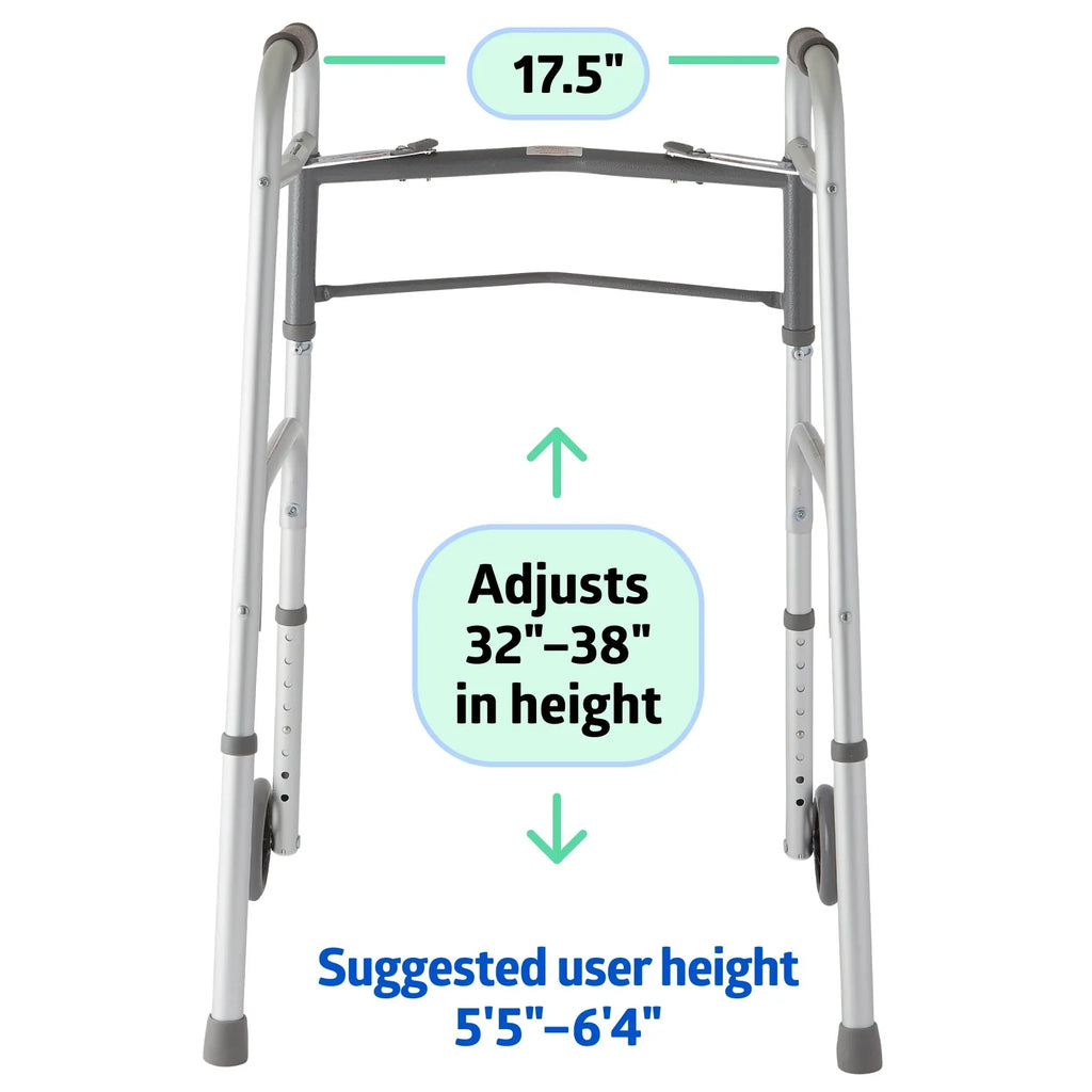 Folding Frame Wheels, 300 Lightweight Medline up lbs. Walker Aluminum 5” with to Supports