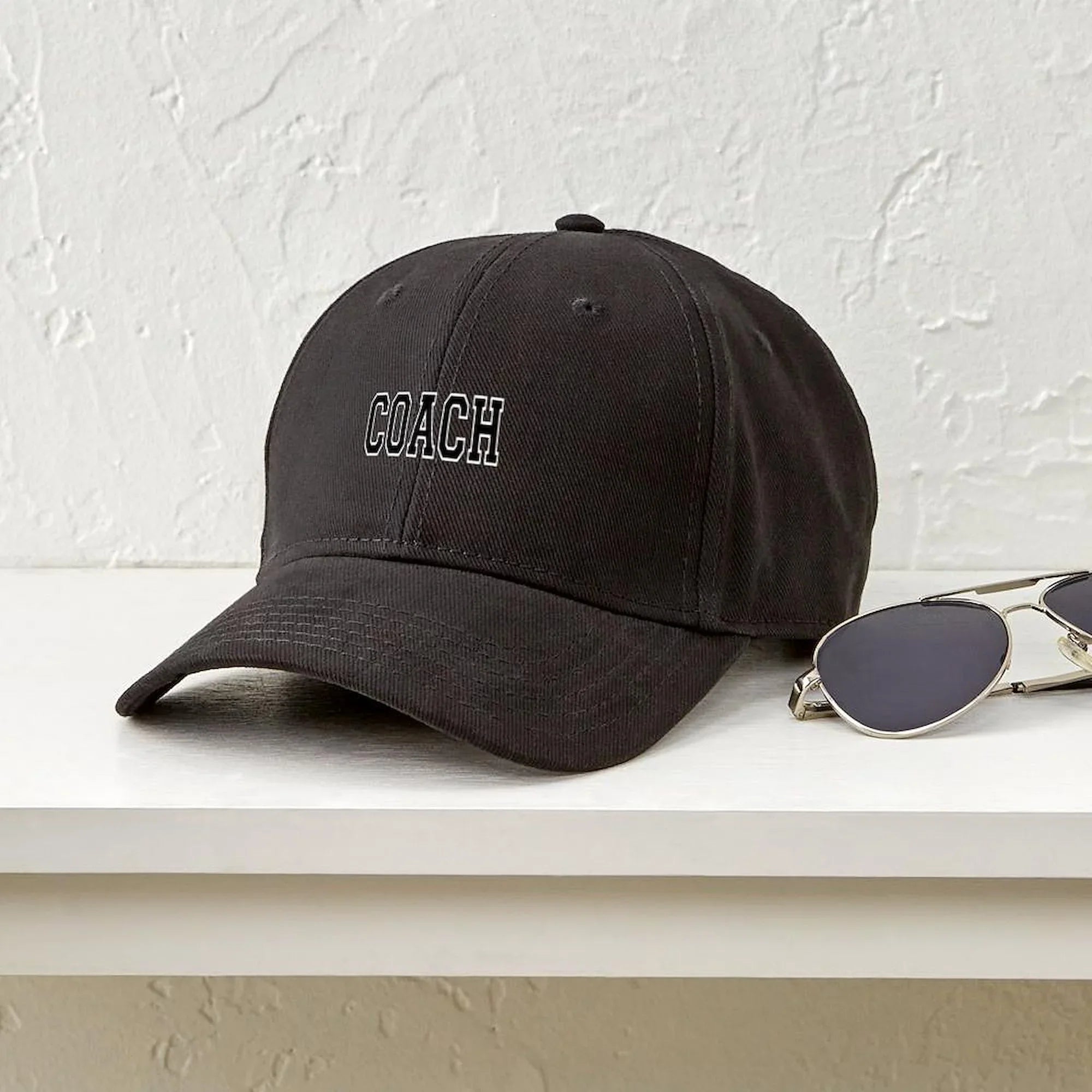 '- Cotton Black Adjustable CafePress Coach Black Hat Canvas - Cap Baseball Printed