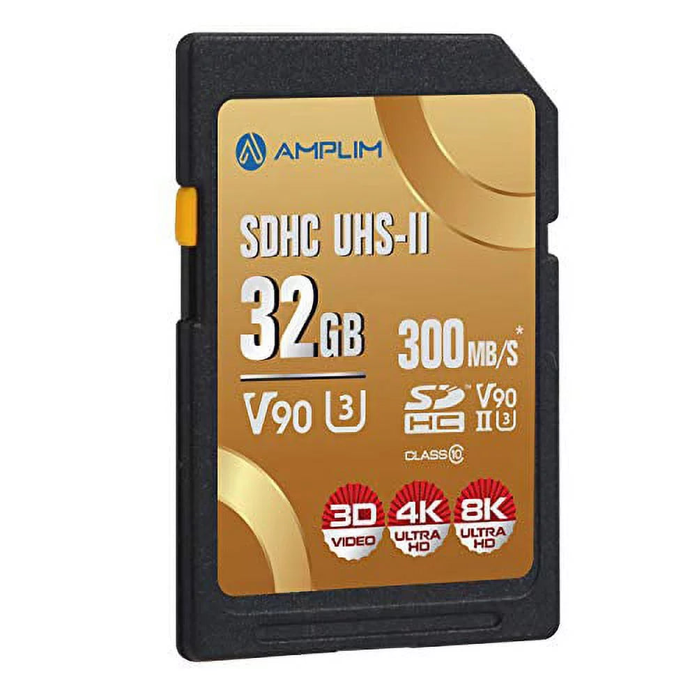Extreme High UHS-II 8K SD Speed V90 Video UHD 4K Card for Camcorder SDXC 32GB Amplim Camera