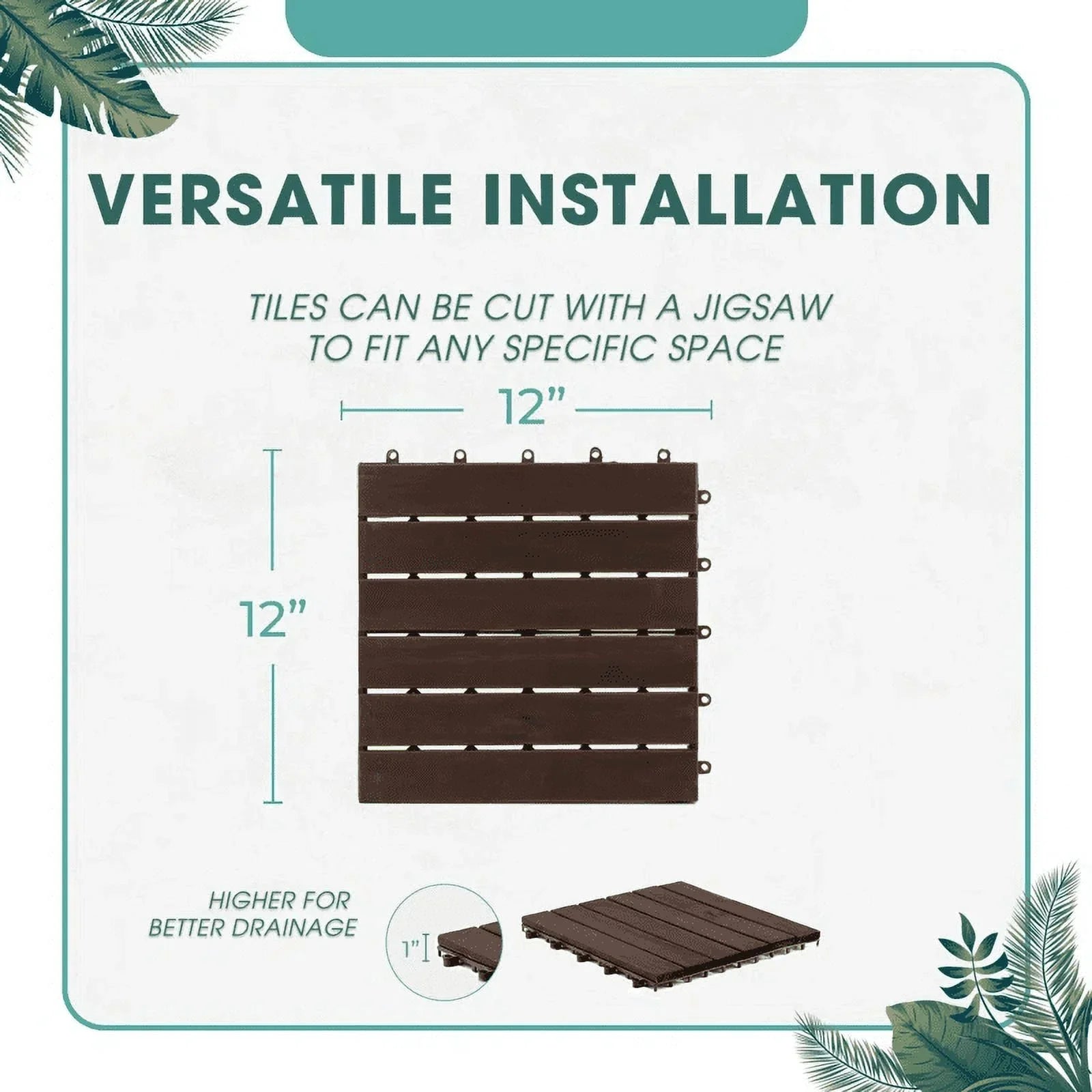 Dark 6 Slats, Idzo Tiles - Brown Decking