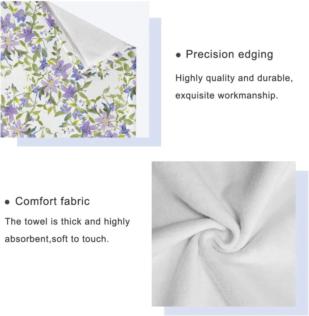 Towels Quick Towel Spa Set 1 & of Towels, Washcloth) Highly Towel, Bathroom Flowers Purple Hand Bathroom 3, Set Bath Towels Soft Beach Dry Wellsay for Absorbent 1 (1 Set Bath