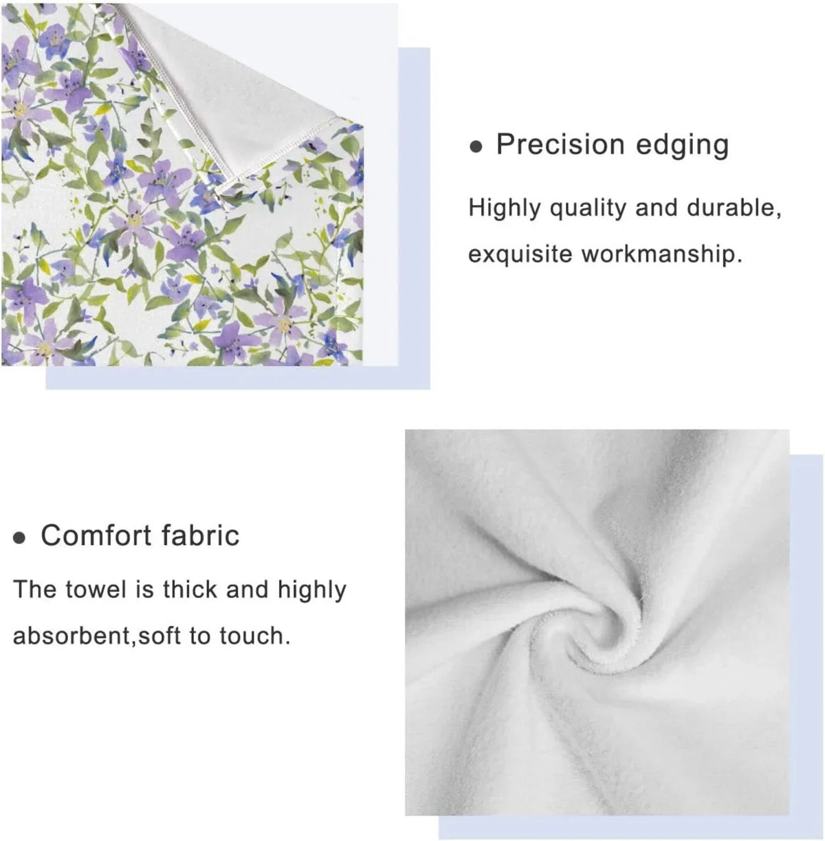 Towels Quick Towel Spa Set 1 & of Towels, Washcloth) Highly Towel, Bathroom Flowers Purple Hand Bathroom 3, Set Bath Towels Soft Beach Dry Wellsay for Absorbent 1 (1 Set Bath