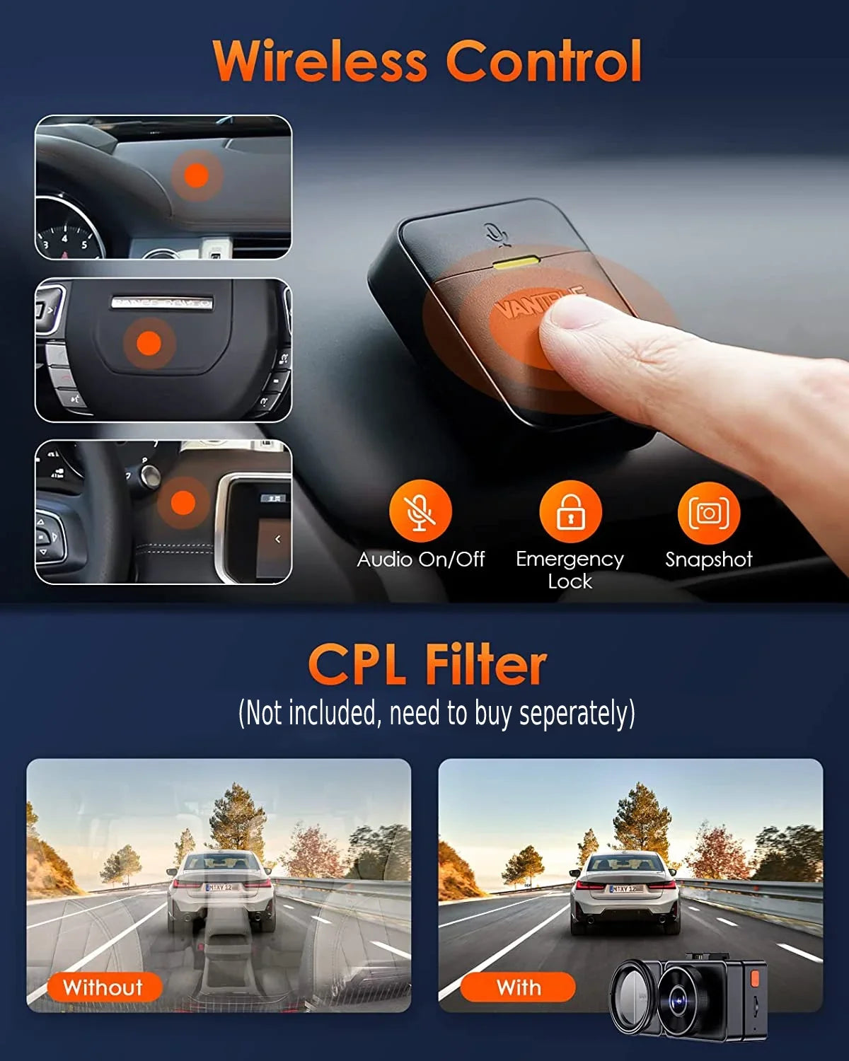 E3 Parking WiFi Vision, Triple Mode, Rear IR 1944P+1080P+1080P 512GB STARVIS Support Cam with GPS Hours Control, Night Way Camera Voice 3 2.5K 24 Dash and Channel Vantrue Front Dash 3 Max Inside,