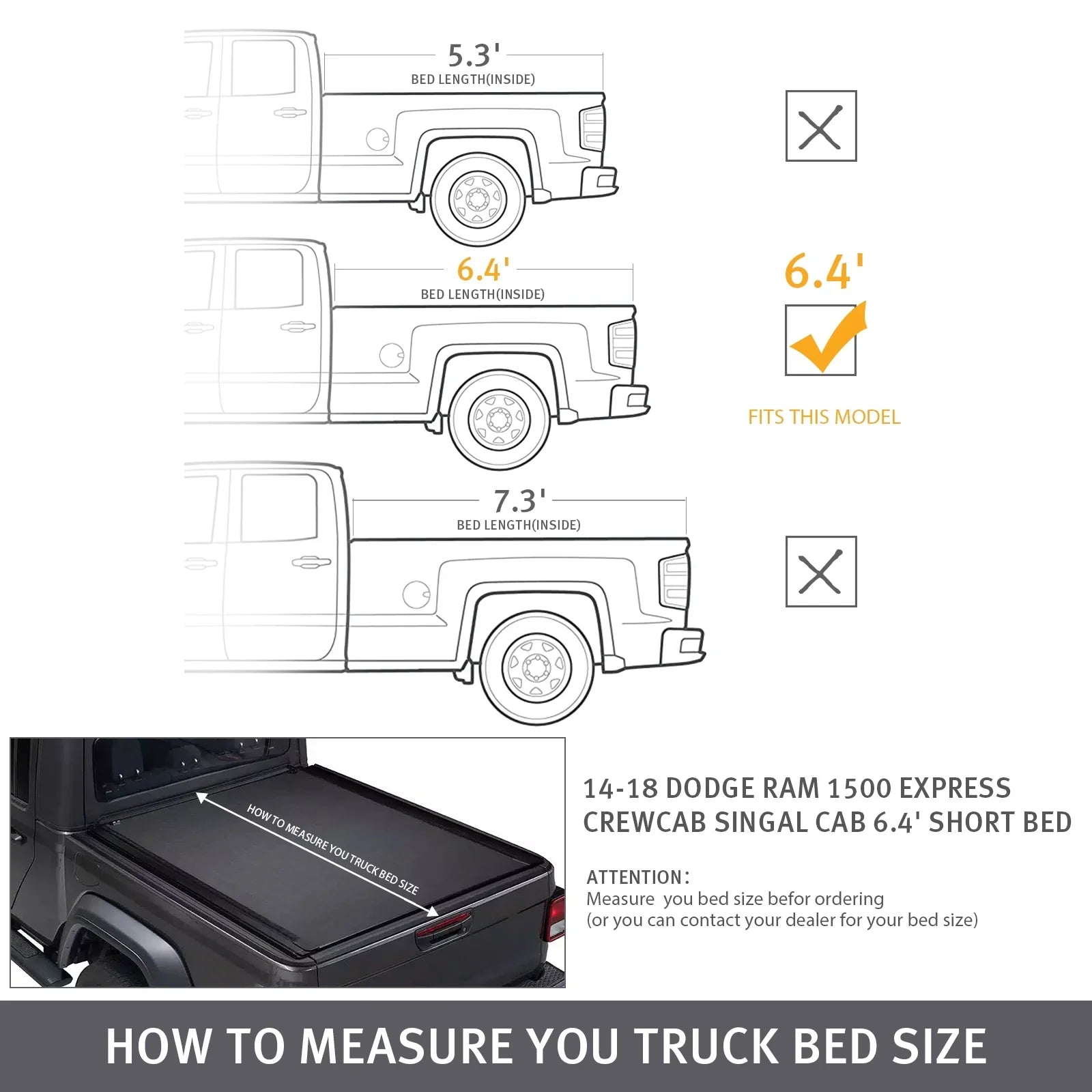 Cover 2500 6.4 XTWEEX 1500 Ram Body(Not Body) Dodge New Ram Classic Up 2003-2023 3500 Ram Truck Bed FT for Bed 2019+ 2002-2023 Soft | Tonneau Fits Roll W/O 1500 Rambox |