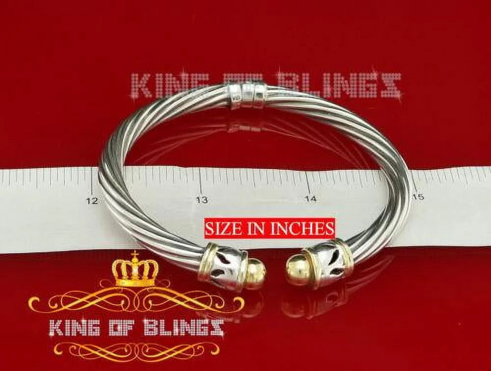 Stones Cubic King for Zirconia Fashion Of Bangle Inch 7 Round Men/Womens Bling's Silver