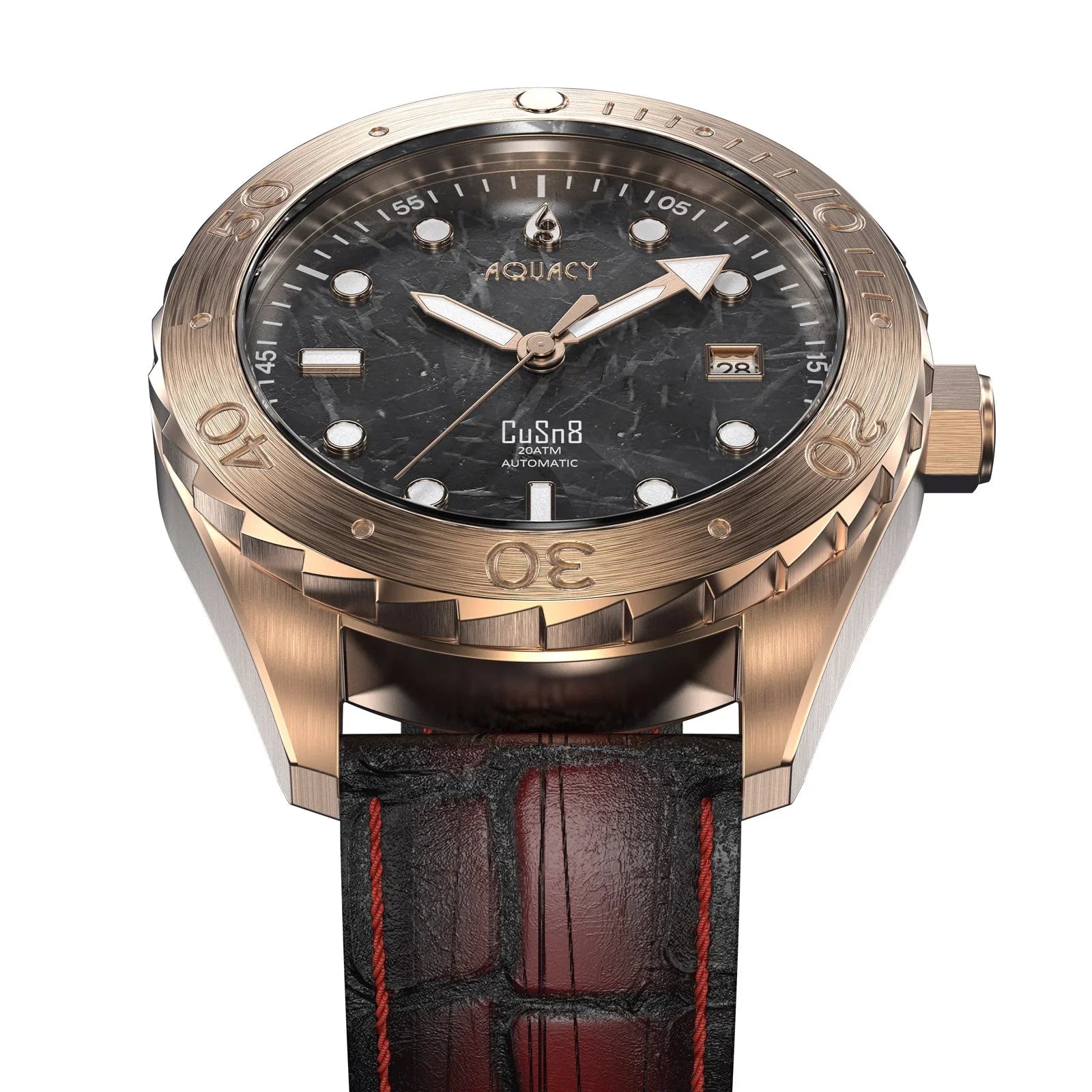 Dive Water Swimming Wrist 120 BR.BKM.8215.L 316L Men Automatic Back CuSn8 Uni-Directional - Marble Stainless Aquacy Case - Screw - click Watches Bronze Resistance Down Watch Diver 200M For Bezel
