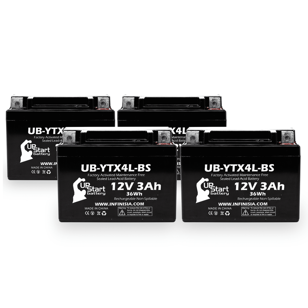 DS90F, Replacement - 3Ah, Battery 12V, 4-Pack Quest ATV 90CC Free, Bombardier Activated, UpStart Battery UB-YTX4L-BS 2004 DS90, Maintenance for Factory (Can-Am)