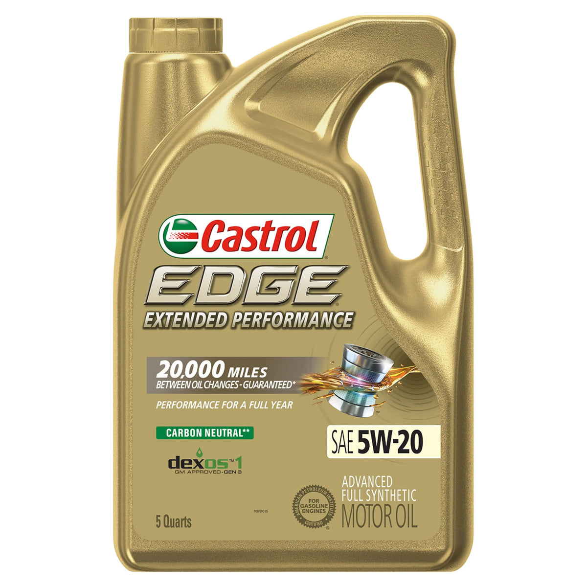 Advanced 5W-20 Synthetic Motor Oil, Castrol Extended EDGE 5 Quarts Performance Full
