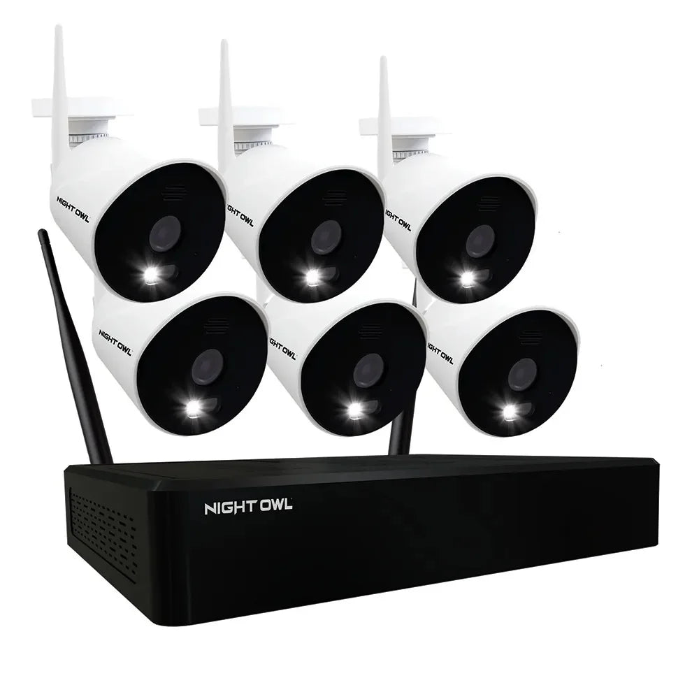 (Refurbished) Spotlight System 1080p Security 1080p Restored IP 4 and Owl Cameras Smart Factory Channel with Drive 10 1TB WiFi Premium Hard Night