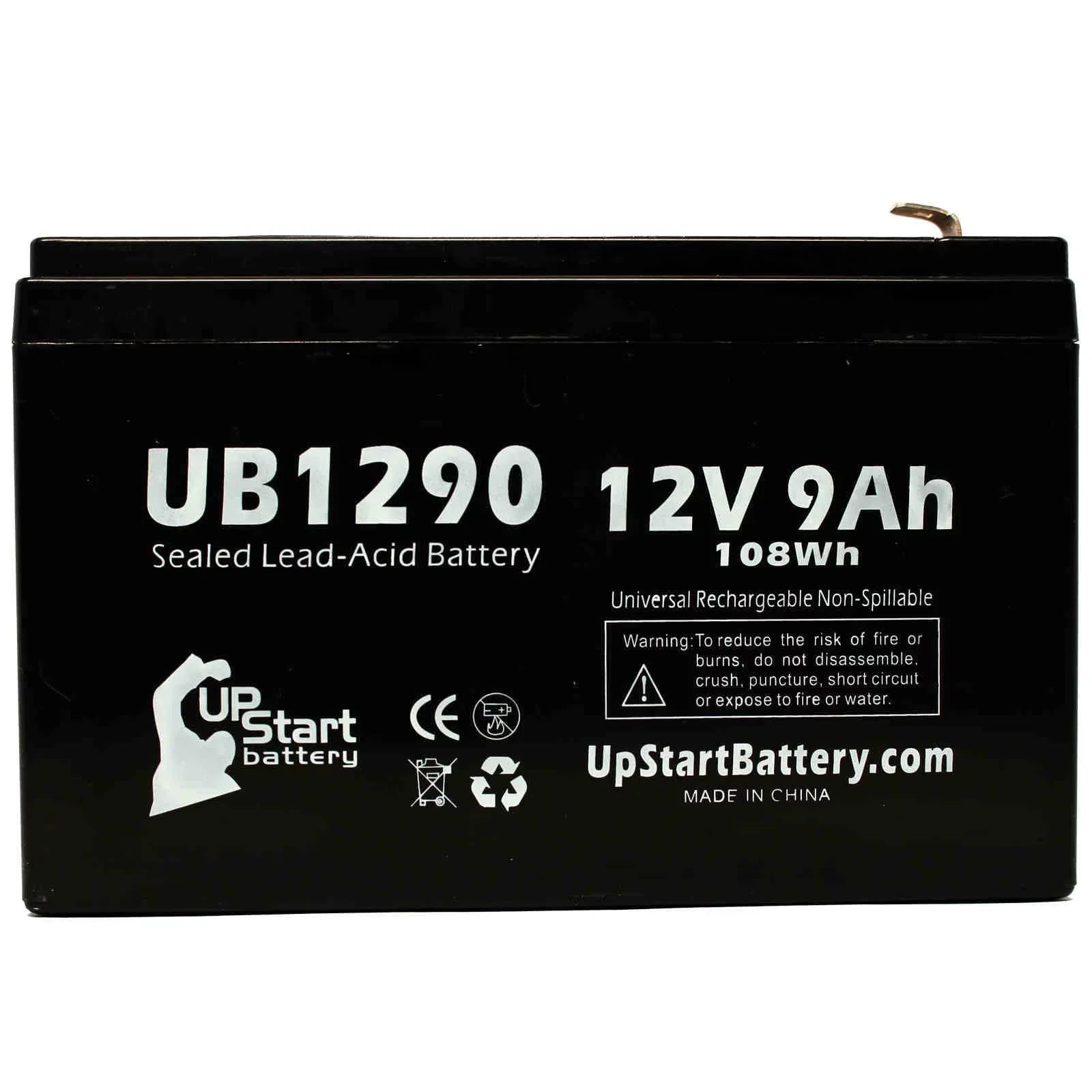 Terminal WP6.512 to SLA) Replacement F1 Compatible Cell Terminal, F1 Battery Lead TWO Acid Adapters 9Ah, - Universal Includes F2 - Battery Dyna Sealed (12V, UB1290 AGM, 9000mAh,