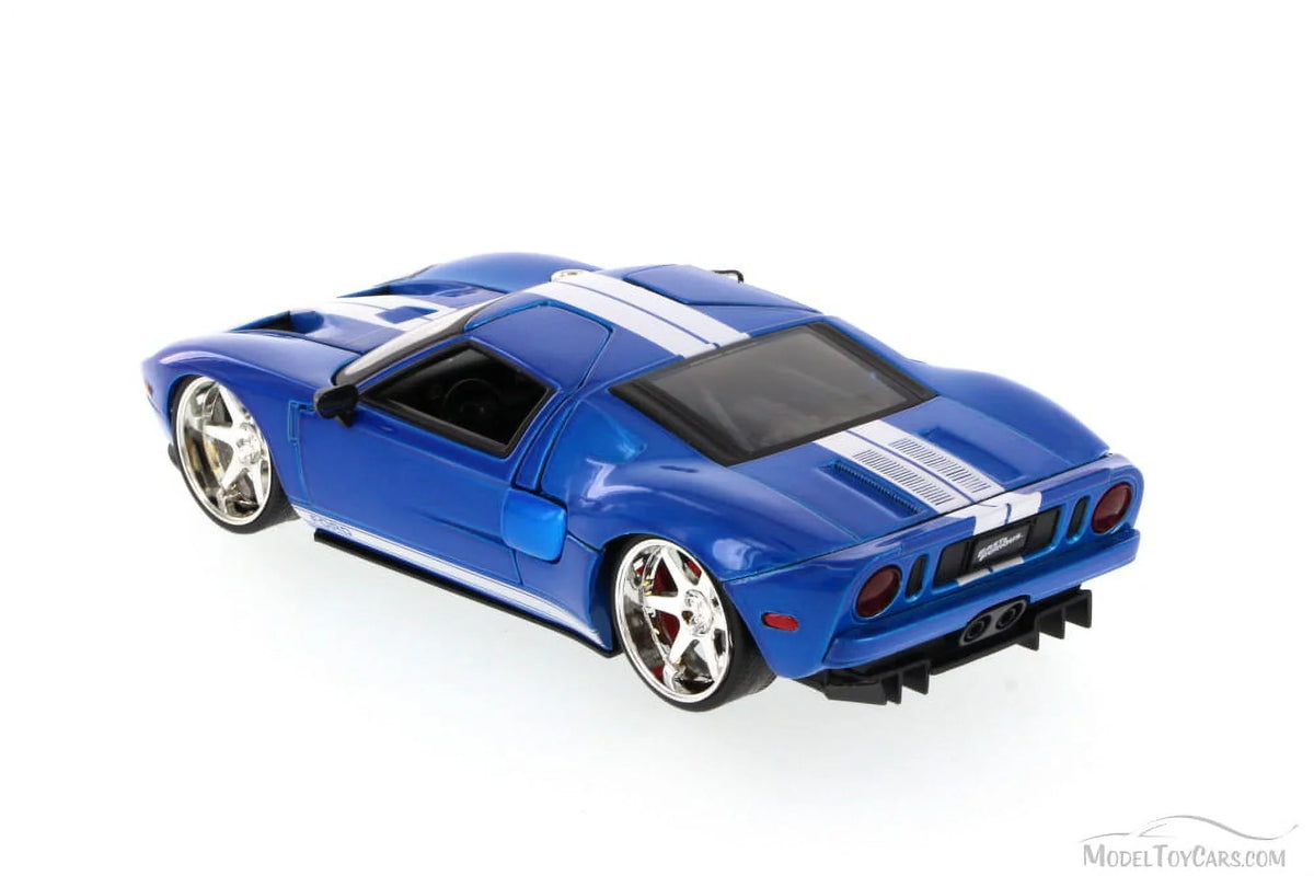 & 1/24 Jada" Furious Stripes with Car 7\" \Fast Model (2015) White Movie Blue by Ford GT Diecast