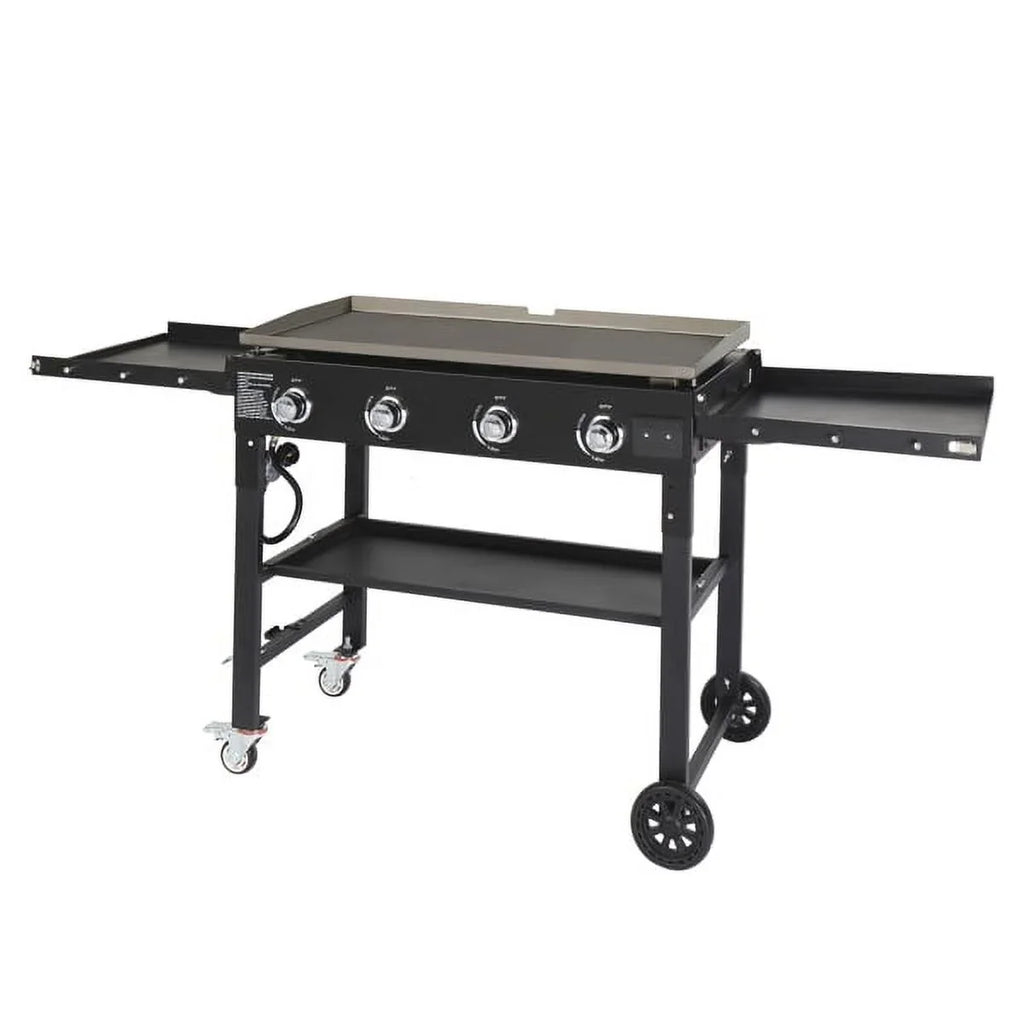 with Side Outdoor Grill Spice Garden Cooking BBQ Grill Picnic SYTHERS & Gas 4-Burner Propane Patio Foldable Shelves Rack, Stainless Backyard Barbecue for Steel