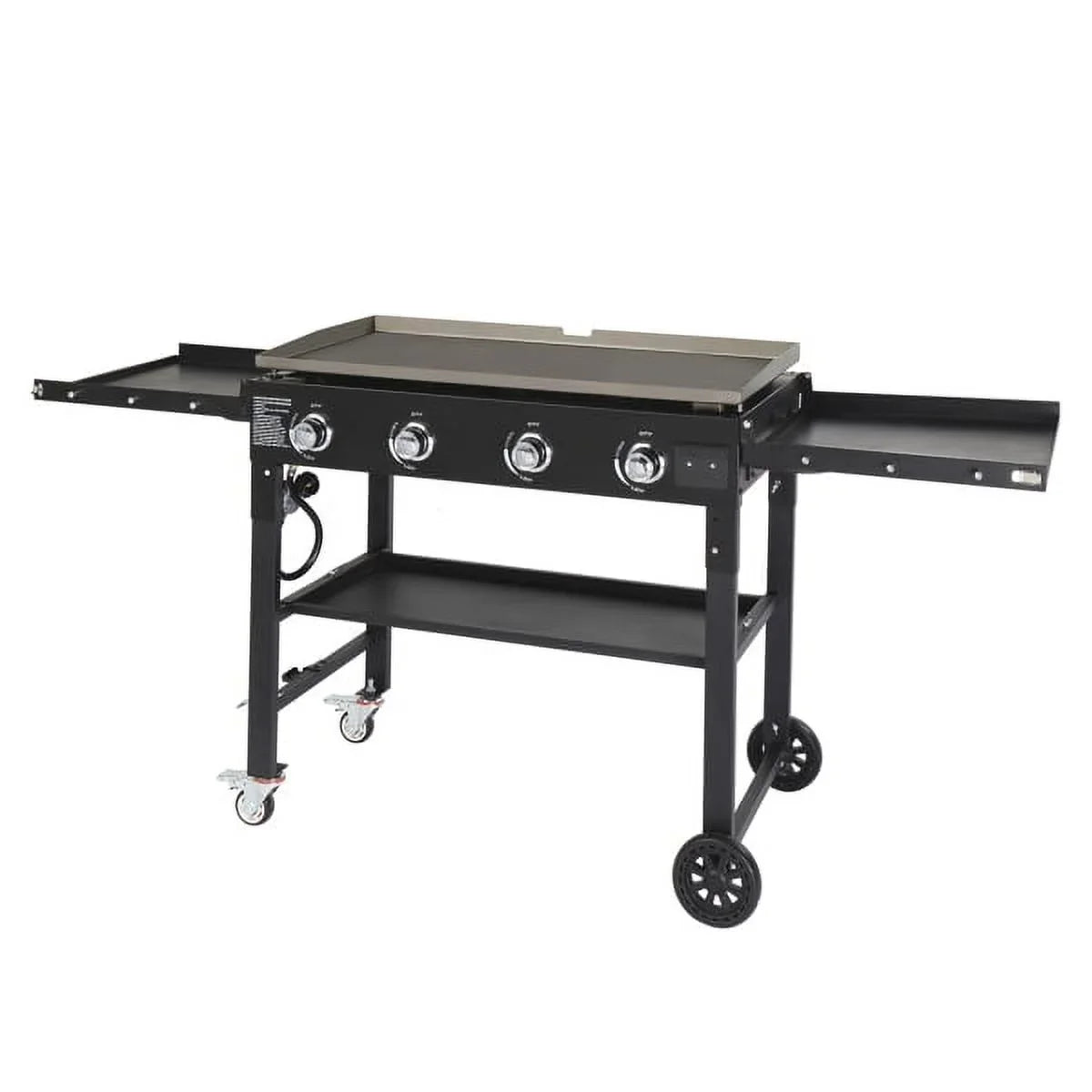 with Side Outdoor Grill Spice Garden Cooking BBQ Grill Picnic SYTHERS & Gas 4-Burner Propane Patio Foldable Shelves Rack, Stainless Backyard Barbecue for Steel