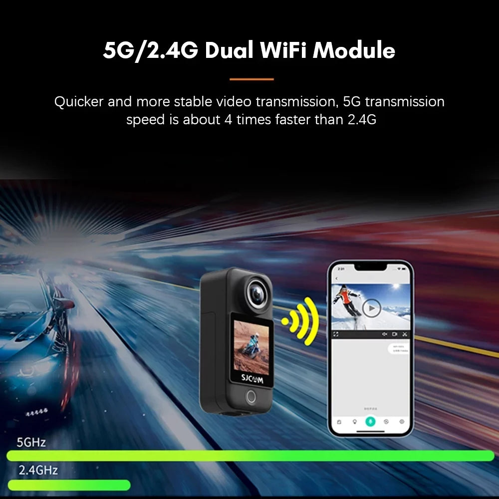 Detachable C300 Screens Module with Waterproof 30M Control Angle Extra 6- Wide Dual an Gyro WiFi Stabilization 5G2.4G Touch 30FPS 4K Battery Lens 154°