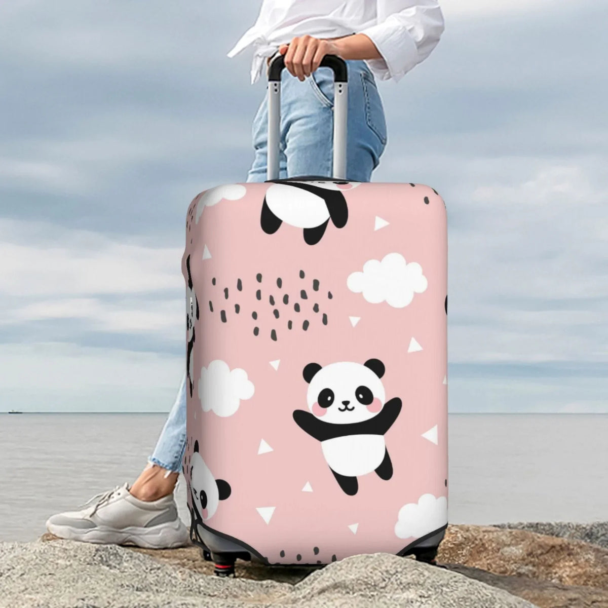Luggage Washable Cover Inch Sky And Luggage Cover Protector Anti-Scratch Suitcase In 18-32 Bingfone The Suitcase Star Panda Clouds Flying Cover Fits Between